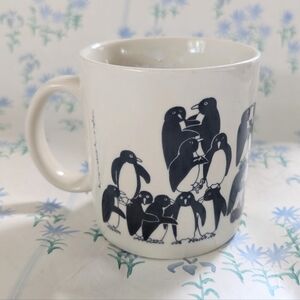 Vintage Taylor & Ng Naughty Penguins Coffee Mug Cup Japan Ceramic 70s Mod Retro